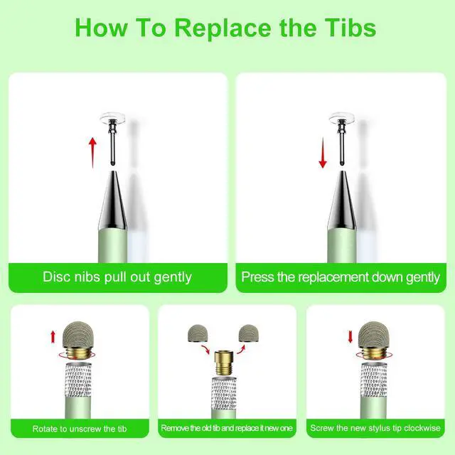 Alt view image 5 of 7 - Stylus Pen for Touchscreen,3pcs 2in1 High Precision Sensitivity Stylus, Suitable for iPhone/ipad/Android Stylus for ipad,Compatible with Touch(Green/Purple/Rose Gold + 4Tips)