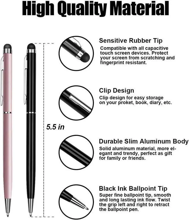 Alt view image 3 of 6 - Stylus Pens for Touch Screens Stylus Pen Universal Stylus Ballpoint Pen 2 in 1 Stylists Pens for iPad iPhone Tablet Laptops Kindle Samsung Galaxy All Capacitive Touch Screens