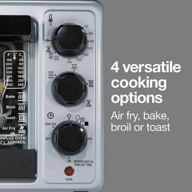 Alt view image 3 of 7 - Simply-Crisp Air Fryer Toaster Oven Combo with 4 Functions Including Convection, Air Fry, Bake & Broil, Fits 6 Slices or 12 Pizza, Auto Shutoff, Black (31275)