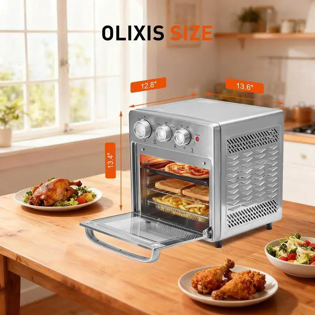 Alt view image 3 of 7 - Air Fryer Toaster Oven Combo, 16.9QT Oven Countertop 5 Functions in 1, 4 Accessories Included, Stainless, Up to 450°F