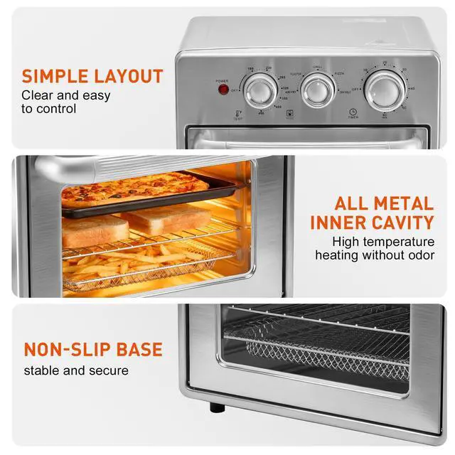 Alt view image 5 of 7 - Air Fryer Toaster Oven Combo, 16.9QT Oven Countertop 5 Functions in 1, 4 Accessories Included, Stainless, Up to 450°F