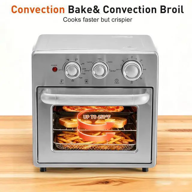 Alt view image 6 of 7 - Air Fryer Toaster Oven Combo, 16.9QT Oven Countertop 5 Functions in 1, 4 Accessories Included, Stainless, Up to 450°F
