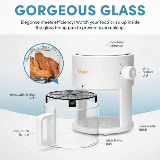 Alt view image 4 of 6 - Glass Air Fryer and Countertop Convection Oven with Powerful 360Crispy Technology (3 Quart), White