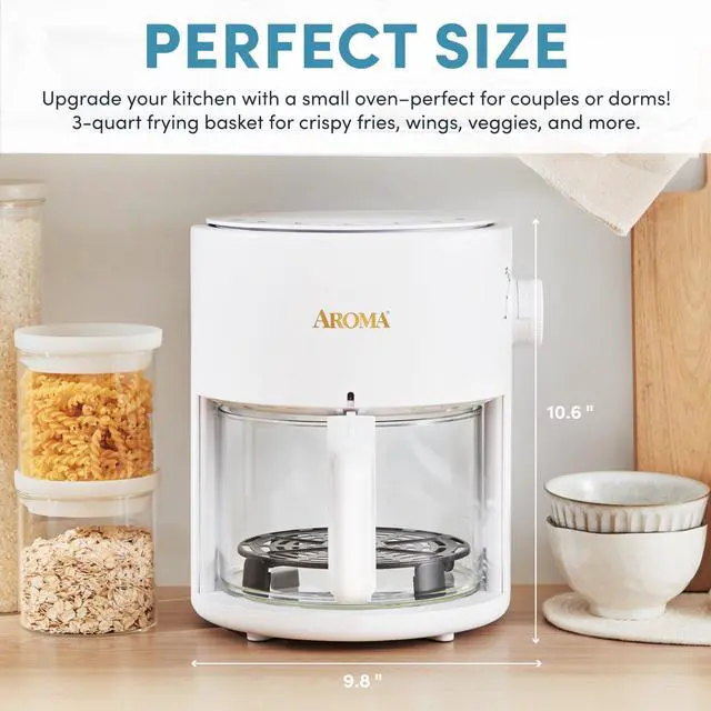 Alt view image 5 of 6 - Glass Air Fryer and Countertop Convection Oven with Powerful 360Crispy Technology (3 Quart), White