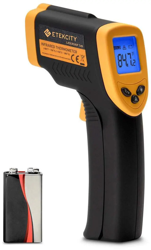 Main image of Infrared Thermometer 749 (Not for Human) Temperature Gun Non-Contact Digital Lasergrip with LCD Backlit Display, -58 to 716 (-50 to 380), Black-Yellow