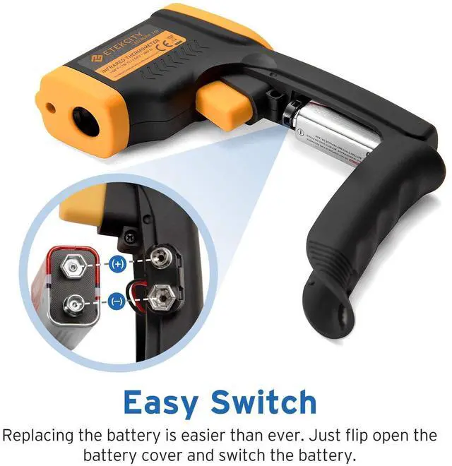 Alt view image 5 of 6 - Infrared Thermometer 749 (Not for Human) Temperature Gun Non-Contact Digital Lasergrip with LCD Backlit Display, -58 to 716 (-50 to 380), Black-Yellow