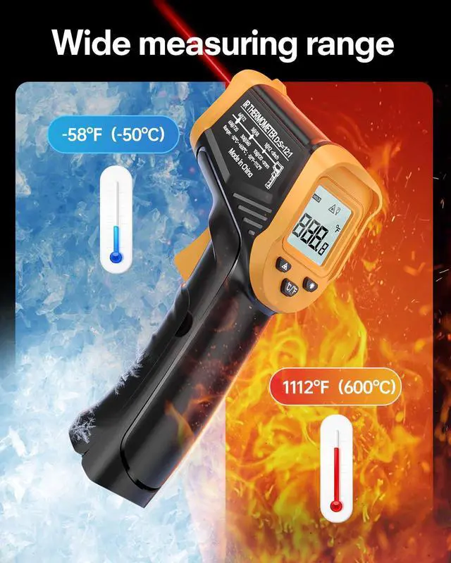 Alt view image 2 of 7 - Infrared Thermometer Gun, Laser Thermometer Temperature Gun -58°F to 1112°F, IR Temp Gun for Cooking, Pizza Oven Accessories, Griddle, AC, Barbecue, Air Thermometer, Kitchen Cooking,Meat