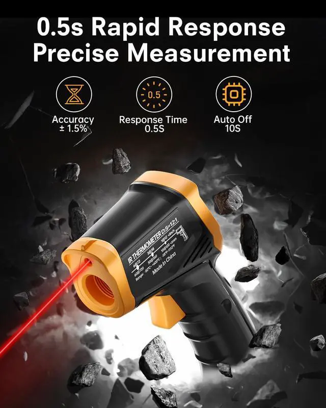Alt view image 4 of 7 - Infrared Thermometer Gun, Laser Thermometer Temperature Gun -58°F to 1112°F, IR Temp Gun for Cooking, Pizza Oven Accessories, Griddle, AC, Barbecue, Air Thermometer, Kitchen Cooking,Meat