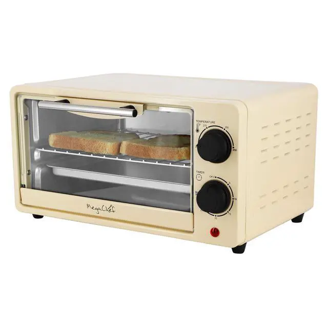 Alt view image 6 of 7 - 9.5 Quart Electric Counter Top 2 Slice Toaster Oven with Built in Timer, Bake, Broil, Toast (Cream)