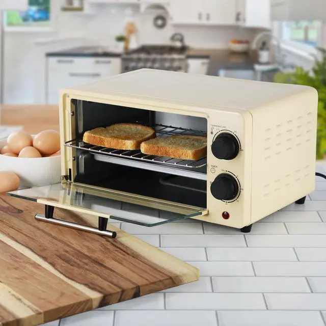 Alt view image 7 of 7 - 9.5 Quart Electric Counter Top 2 Slice Toaster Oven with Built in Timer, Bake, Broil, Toast (Cream)