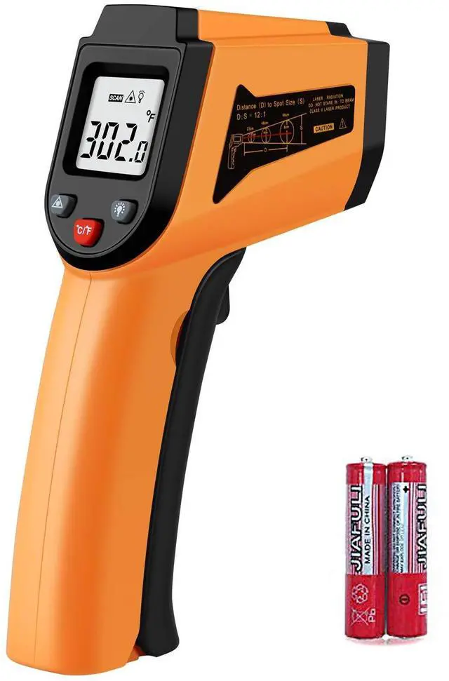 Main image of Laser Infrared Thermometer Non-Contact Digital Temperature Gun-50°C to 400°C(-58°F to 752°F) IR Thermometer for Industrial,Kitchen Cooking,Ovens (Orange)