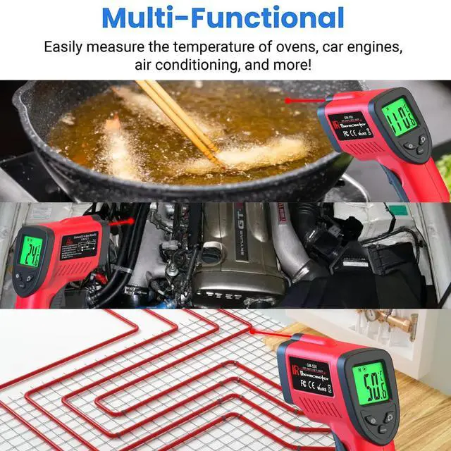 Alt view image 6 of 7 - Digital Infrared Thermometer, Laser Temperature Gun -581022(-50550) IR Thermometer Gun with Adjustable Emissivity, Temp Gun Thermometer for Cooking, BBQ, Oven & Engine (Not for Human Body Temp)
