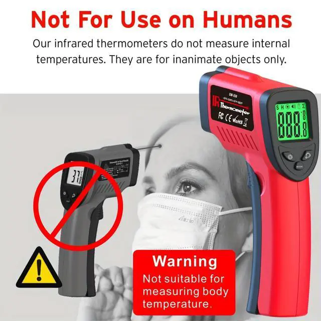 Alt view image 7 of 7 - Digital Infrared Thermometer, Laser Temperature Gun -581022(-50550) IR Thermometer Gun with Adjustable Emissivity, Temp Gun Thermometer for Cooking, BBQ, Oven & Engine (Not for Human Body Temp)