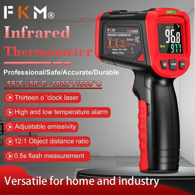 Alt view image 2 of 7 - Infrared Thermometer Gun,Non Contact Laser Thermometer Gun for Industrial,HVAC,Engine,Kitchen Cooking,Digital IR Temperature Gun -58°F~1112°F(-50°C~600°C) Adjustable Emissivity,Not for Human