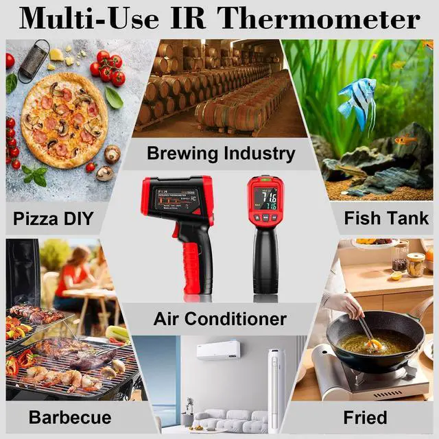 Alt view image 4 of 7 - Infrared Thermometer Gun,Non Contact Laser Thermometer Gun for Industrial,HVAC,Engine,Kitchen Cooking,Digital IR Temperature Gun -58°F~1112°F(-50°C~600°C) Adjustable Emissivity,Not for Human