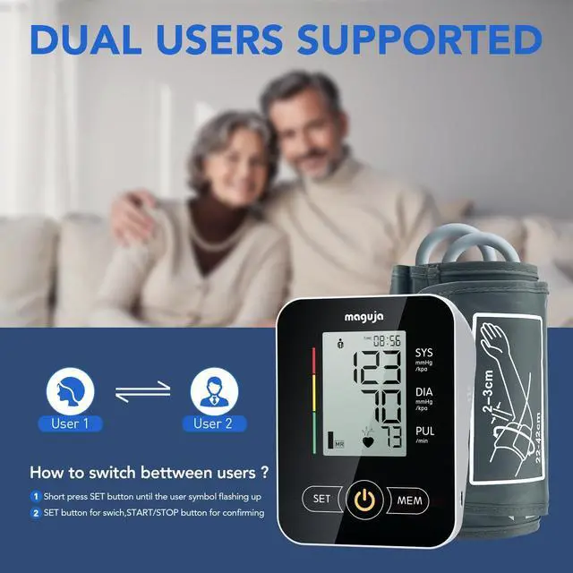 Alt view image 4 of 7 - Arm Blood Pressure Monitor,maguja Blood Pressure Machine,BP Monitor Automatic Upper Arm Digital with Blood Pressure Cuff for Home Use