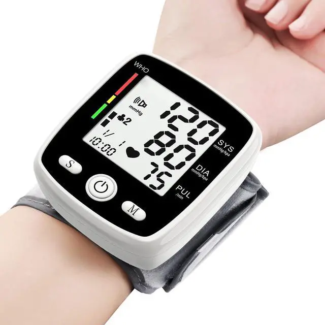 Main image of Blood Pressure Monitor Digital Wrist BP Machine Automatic BP Cuff (5.3 to 7.7 in) with 2 Users 180 Memory Voice Large LCD Display Adjustable Cuff USB Charging Carrying Case, Black