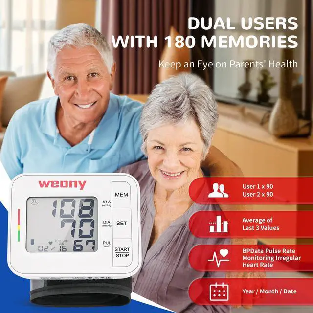 Alt view image 3 of 7 - Blood Pressure Monitor for Home Use,Automatic Wrist Blood Pressure Monitor,Adjustable Wrist Blood Pressure Cuff (5.3-8.5) 2*90 Reading Memory Digital Blood Pressure Machine with Carrying Case