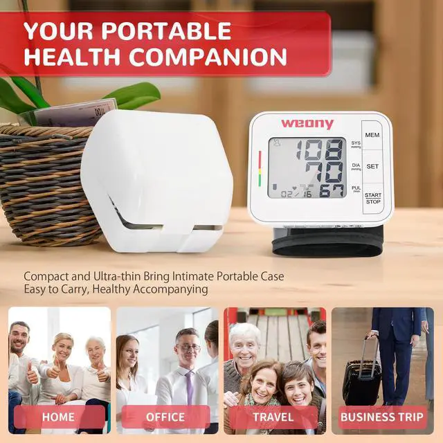 Alt view image 5 of 7 - Blood Pressure Monitor for Home Use,Automatic Wrist Blood Pressure Monitor,Adjustable Wrist Blood Pressure Cuff (5.3-8.5) 2*90 Reading Memory Digital Blood Pressure Machine with Carrying Case