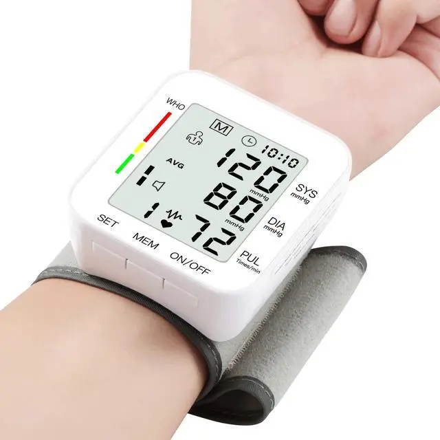 Alt view image 2 of 7 - Wrist Blood Pressure Monitor Large LCD Display BP Machine Adjustable Cuff 5.31-7.68 inch Automatic 99x2 Sets Memory with Carrying Case for Home Use (W1681)