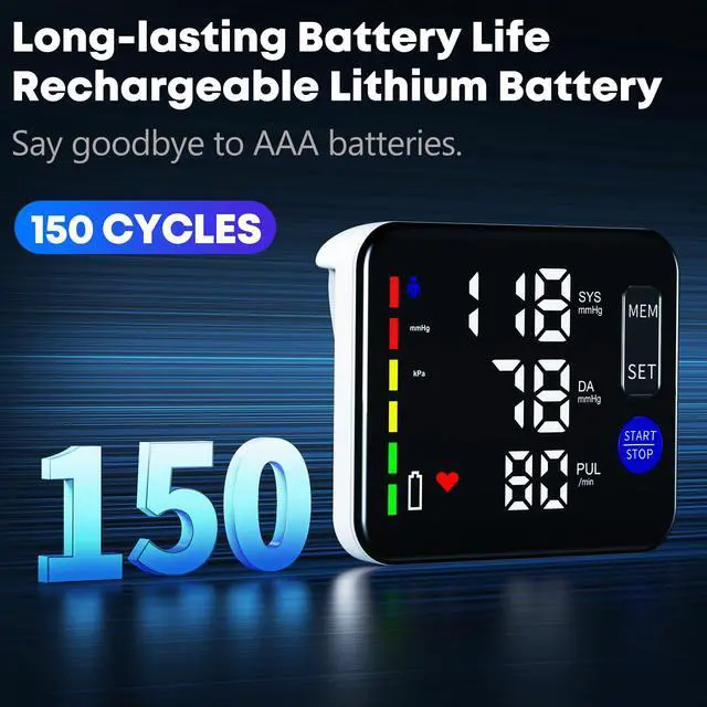 Alt view image 5 of 7 - Blood Pressure Monitor Rechargeable Upper Arm Blood Pressure Monitors for Home Use Large Screen Bp Machine with 8.7"-16.5" Bp Cuff, 2x120 Memory, Voice Broadcast Bp Monitor (Black)