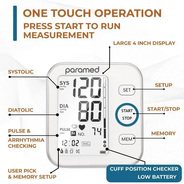 Alt view image 2 of 7 - Blood Pressure Monitor - Bp Machine - Automatic Upper Arm Blood Pressure Cuff 8.7-16.5 inches - Large LCD Display 120 Sets Memory - Device Bag & Batteries Included