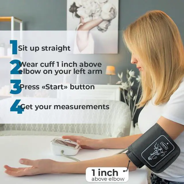 Alt view image 5 of 7 - Blood Pressure Monitor - Bp Machine - Automatic Upper Arm Blood Pressure Cuff 8.7-16.5 inches - Large LCD Display 120 Sets Memory - Device Bag & Batteries Included