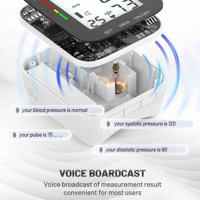 Alt view image 5 of 7 - Wrist Blood Pressure Monitor Automatic Large LCD Display Adjustable Wrist Cuff Automatic Dual 99 Reading Memory Automatic Digital BP Machine for Home Use
