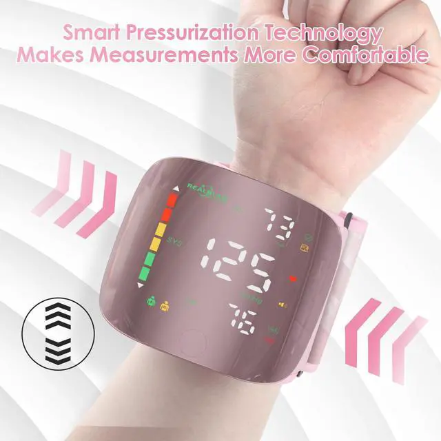 Alt view image 6 of 7 - Wrist Blood Pressure Monitors for Home Use with Curved Screen, Rechargeable Bp Machine, One-Button Switch Voice and User, Easy to Use, 5.31-9.25inch Bp Cuff, with Storage Case Bp Monitor