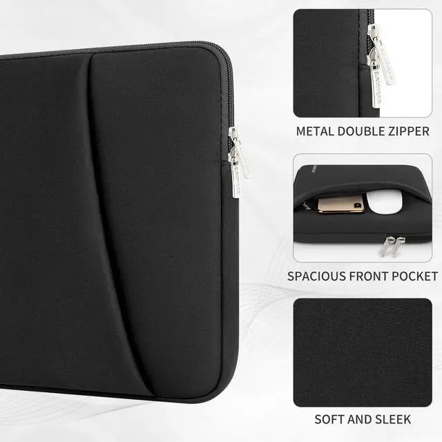 Alt view image 2 of 7 - 17 Inch Laptop Sleeve Padded Case Cover with Front Pocket, Black