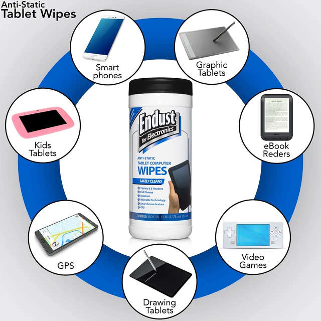 Alt view image 5 of 5 - Screen Cleaner Wipes, Electronics Surface Cleaning Wipes, For Tablet, E-Reader, Computer Monitor, Laptop, Phone, TV, GPS, Pre-Moistened, Alcohol & Ammonia Free, 70 Count (12596)