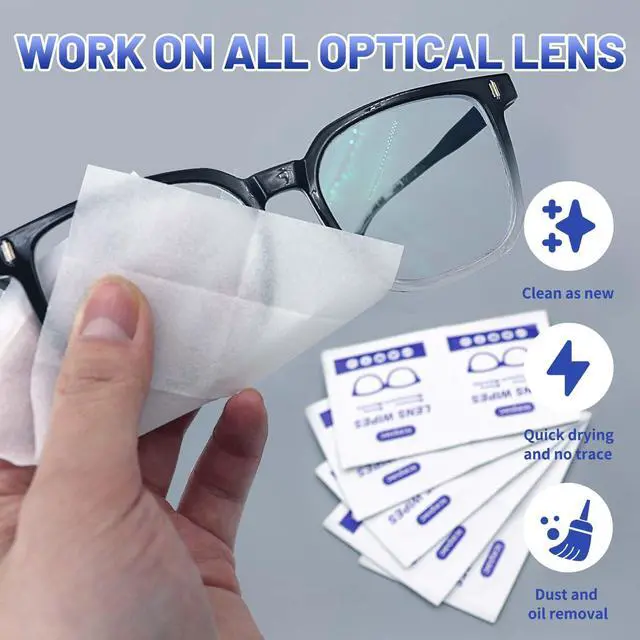 Alt view image 4 of 7 - Lens Wipes for Eyeglasses - 220 Pre-Moistened Individual Wrapped Eye Glasses Cleaning Wipes | Glasses Cleaner Safely Cleans Glasses, Sunglasses, Phone Screen, Electronics & Camera Lens