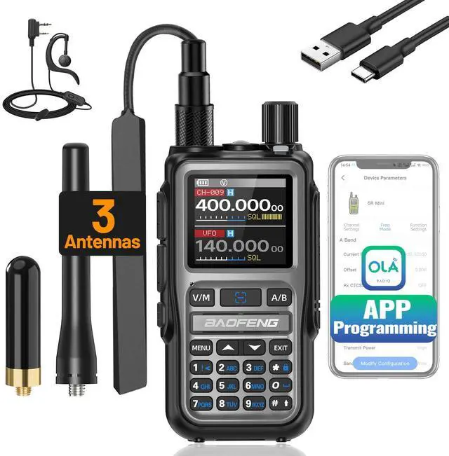 Main image of Radio UV-5R Mini Ham Radio Long Range Two Way Radio NOAA Weather Radio Rechargeable Walkie Talkies Dual PTT APP Programming Copy Frequency 999CH with USB-C Charging Survival Radio