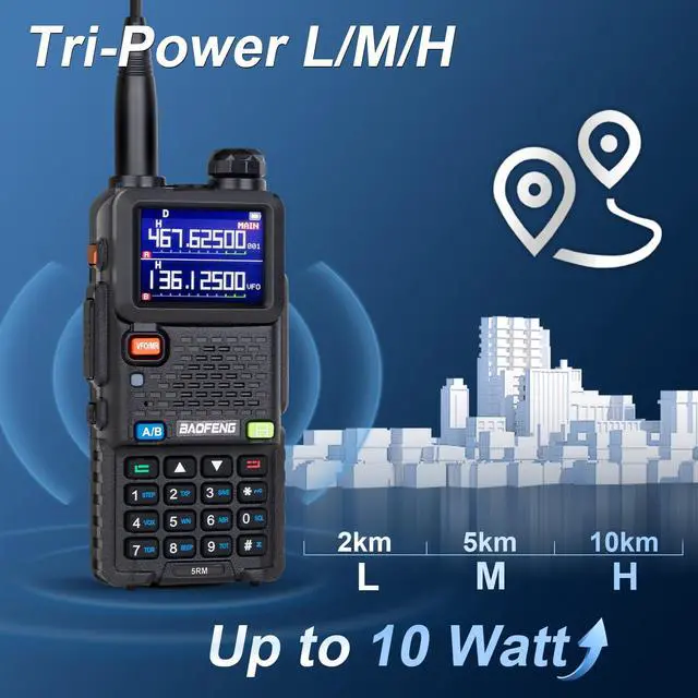 Alt view image 4 of 7 - Radio 5RM 10W Handheld Long Range Walkie Talkies NOAA Emergency Two Way Radio with 999CH, USB-C 2500mAh Battery, 6.1" &15.12" 771 Antenna for Survival Gear Hunting Camping -1 Pack