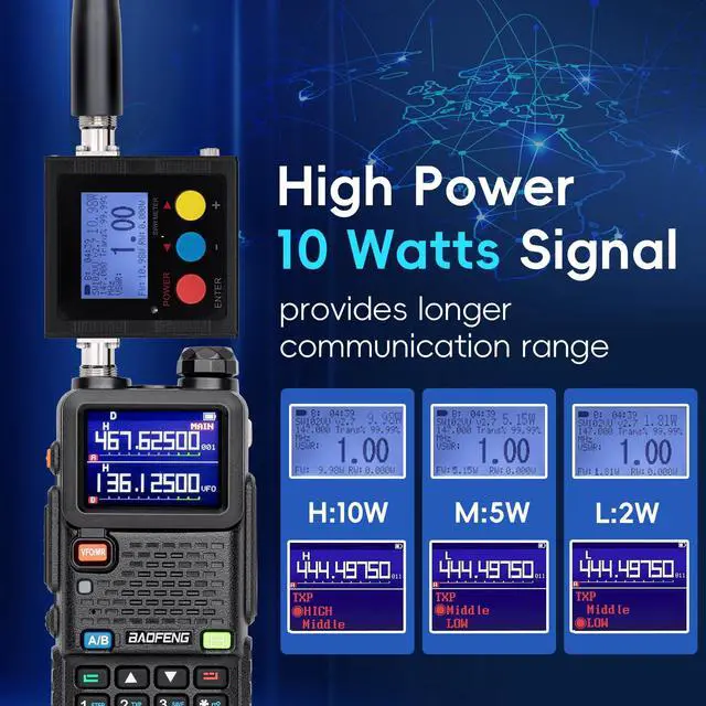 Alt view image 5 of 7 - Radio 5RM 10W Handheld Long Range Walkie Talkies NOAA Emergency Two Way Radio with 999CH, USB-C 2500mAh Battery, 6.1" &15.12" 771 Antenna for Survival Gear Hunting Camping -1 Pack