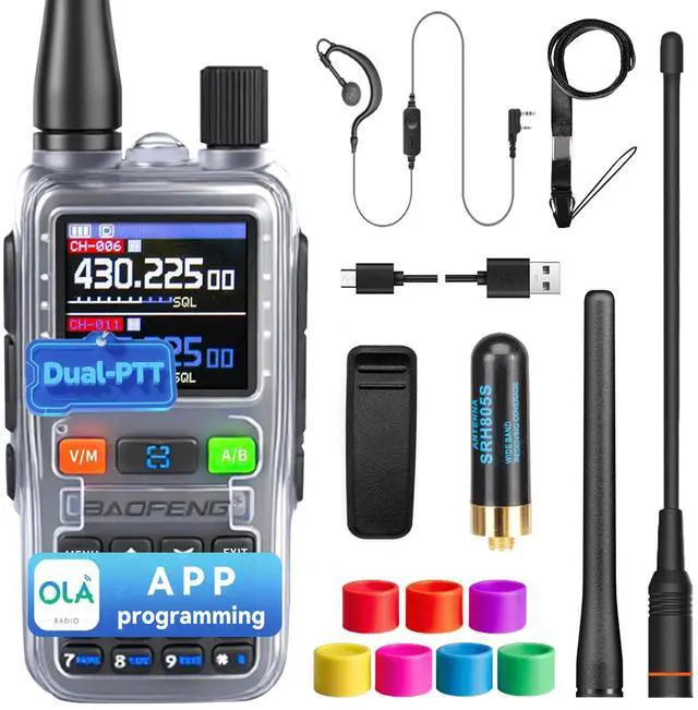 Main image of UV5RMINI Two Way Radio NOAA Weather Radio Dual PTT 999CH Survival APP Programming Copy Frequency Ham Radio (Hyaline)