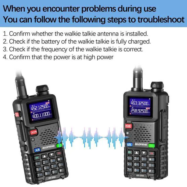 Alt view image 6 of 7 - Radio Baofeng Radio 5RM 10W Long Range Handheld AR-5RM Two Way Radio UV-5R NOAA Weather Receiver Rechargeable Walkie Talkies Longe Range DTMF Copy Frequency 999CH with Type C Charging(1 Pack)