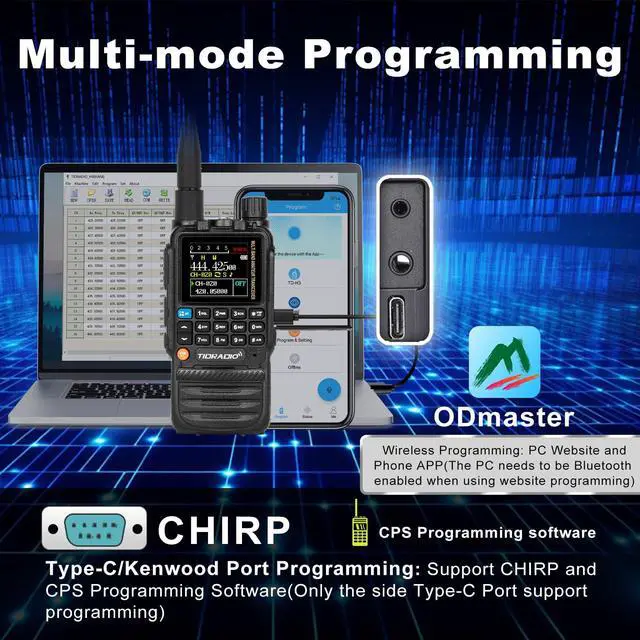 Alt view image 3 of 7 - TD-H3 Ham Radio Type C & Wireless Programming 8-Bands Long Range Walkie Walkies Rechargeable Handheld Portable Two Way Radios Air Band, Frequency Match, DTMF Lock, NOAA FM AM- Full Kit 2Pack