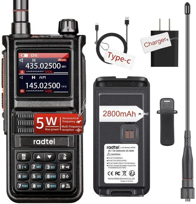 Main image of RT-470X Multi-Band Ham Radio 256CH Aviation Air Band Radio NOAA Marine Walkie Talkies Long Range Handheld Transceiver USB-C, Wireless Copy Frequency 2800mAh (Standard)