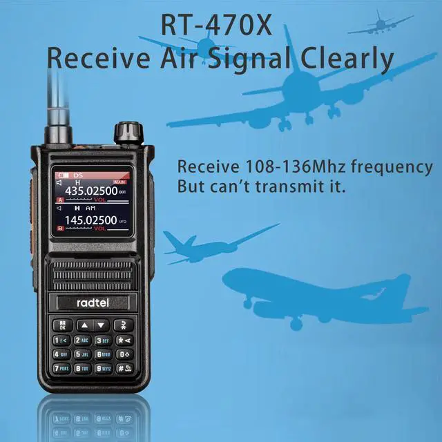 Alt view image 3 of 7 - RT-470X Multi-Band Ham Radio 256CH Aviation Air Band Radio NOAA Marine Walkie Talkies Long Range Handheld Transceiver USB-C, Wireless Copy Frequency 2800mAh (Standard)