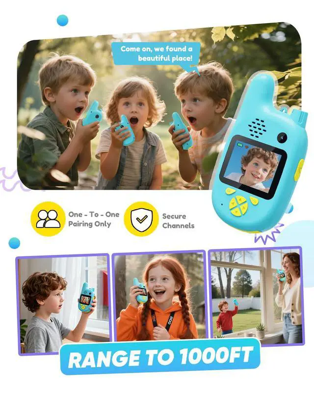 Alt view image 3 of 7 - Video Walkie Talkies for Kids with Dual Cameras,2 Pack Rechargeable Kids Walkie Talkies Toys for Ages 3-9 Year Old Boy Girl, Birthday for 3 4 5 6 7 8 Year Old Boys Girls,Indoor&Outdoor