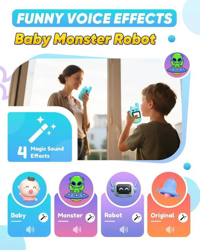 Alt view image 5 of 7 - Video Walkie Talkies for Kids with Dual Cameras,2 Pack Rechargeable Kids Walkie Talkies Toys for Ages 3-9 Year Old Boy Girl, Birthday for 3 4 5 6 7 8 Year Old Boys Girls,Indoor&Outdoor