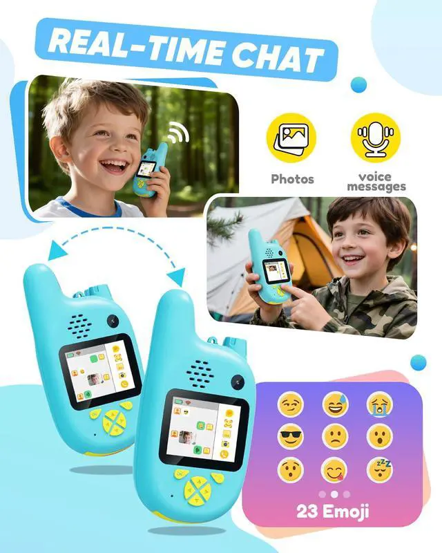 Alt view image 4 of 7 - Video Walkie Talkies for Kids with Dual Cameras,2 Pack Rechargeable Kids Walkie Talkies Toys for Ages 3-9 Year Old Boy Girl, Birthday for 3 4 5 6 7 8 Year Old Boys Girls,Indoor&Outdoor