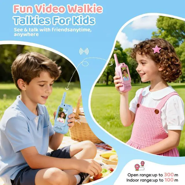 Alt view image 2 of 7 - Video Walkie Talkies for Kids, 2 Pack Rechargeable Kids Video Walkie Talkies with Camera, Facetime Walkie Talkie for Indoor Outdoor Games, Camping, Hiking for Boys Girls Ages 3-12