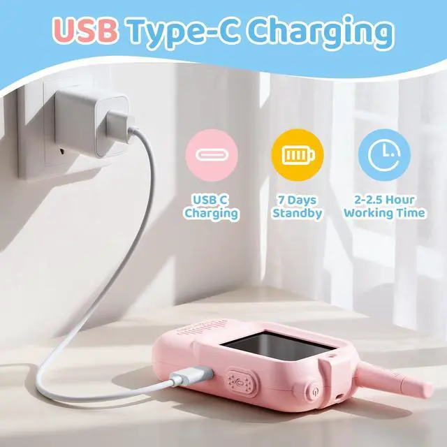 Alt view image 3 of 7 - Video Walkie Talkies for Kids, 2 Pack Rechargeable Kids Video Walkie Talkies with Camera, Facetime Walkie Talkie for Indoor Outdoor Games, Camping, Hiking for Boys Girls Ages 3-12