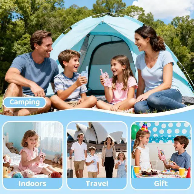 Alt view image 6 of 7 - Video Walkie Talkies for Kids, 2 Pack Rechargeable Kids Video Walkie Talkies with Camera, Facetime Walkie Talkie for Indoor Outdoor Games, Camping, Hiking for Boys Girls Ages 3-12