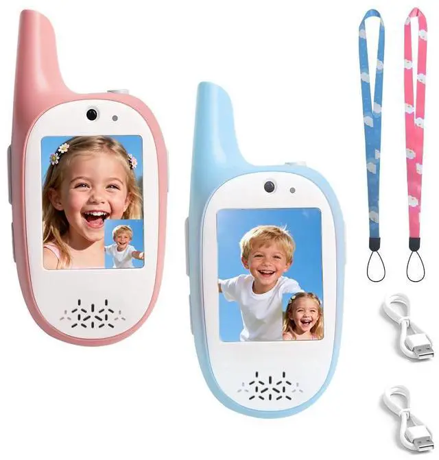 Main image of Walkie Talkies for Kids, 2 Pack 720P Video Walkie Talkies for Kids Rechargeable Long Range Video Walkie Talkies, Toys Gifts for Family, Camping, Hiking for Boys Girls Ages 3-12 (Blue+Pink)