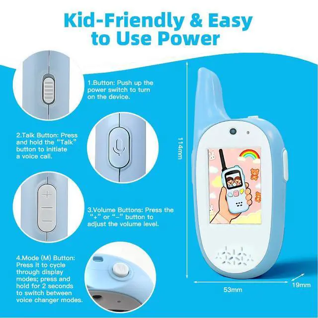 Alt view image 5 of 7 - Walkie Talkies for Kids, 2 Pack 720P Video Walkie Talkies for Kids Rechargeable Long Range Video Walkie Talkies, Toys Gifts for Family, Camping, Hiking for Boys Girls Ages 3-12 (Blue+Pink)