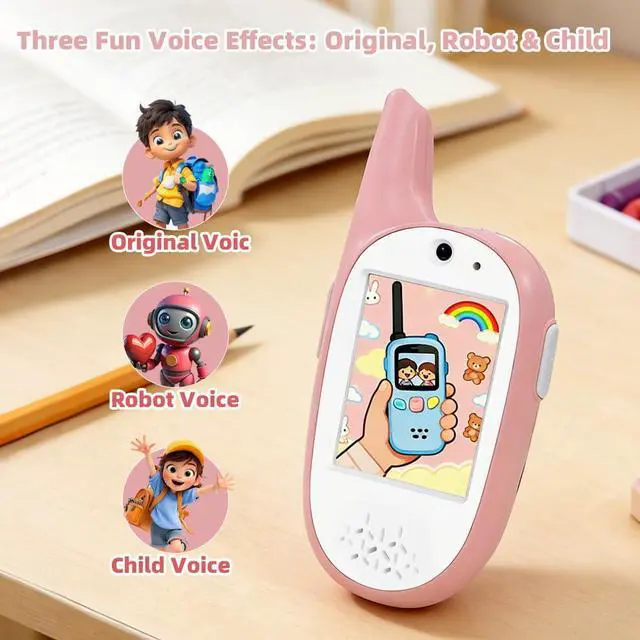 Alt view image 6 of 7 - Walkie Talkies for Kids, 2 Pack 720P Video Walkie Talkies for Kids Rechargeable Long Range Video Walkie Talkies, Toys Gifts for Family, Camping, Hiking for Boys Girls Ages 3-12 (Blue+Pink)