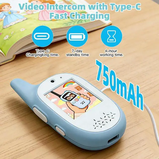 Alt view image 7 of 7 - Walkie Talkies for Kids, 2 Pack 720P Video Walkie Talkies for Kids Rechargeable Long Range Video Walkie Talkies, Toys Gifts for Family, Camping, Hiking for Boys Girls Ages 3-12 (Blue+Pink)